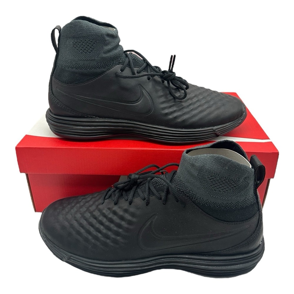 Nike Lunar Magista II FK Flyknit Shoes Men Sz 11 Triple Black Sneaker 852614-001